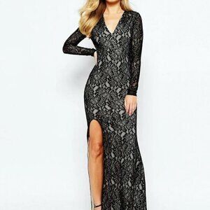 lace backless fishtail maxi dress